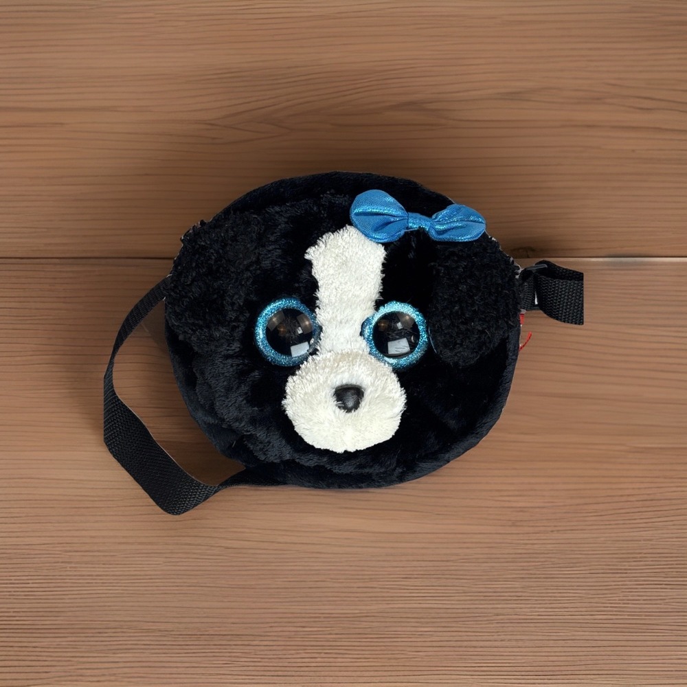 TY Gear Beanie Boos Tracey Dog 5" Plush Wristlet Purse w/ Strap Crossbody Black